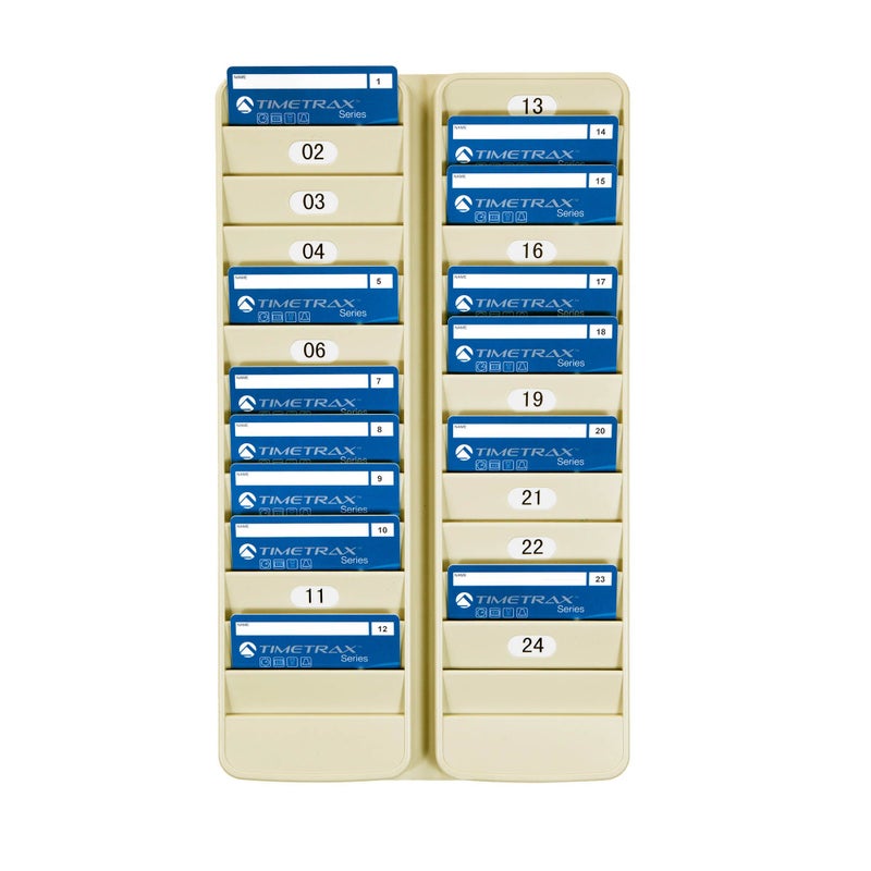 Pyramid Time Systems - Pyramid 500-24 Badge Rack  24 Pocket Holder for Swipe Cards or Proximity Badges  Durable Plastic  Includes self-Adhesive Number Labels  Two Racks Side by Side - Image 2